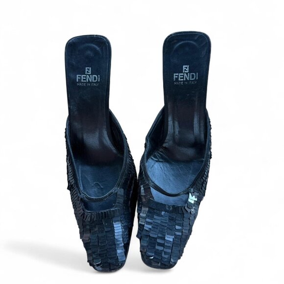 Vintage Fendi Black Sequin Heels in excellent condition. Size 7 - Picture 2 of 5